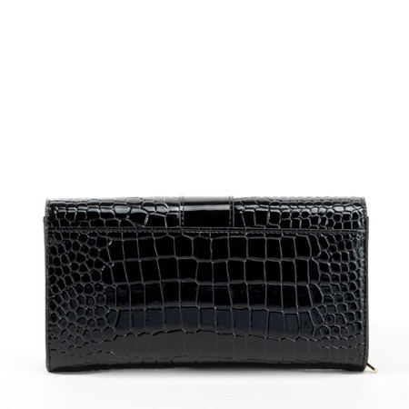 Portfel damski Monnari duży lakierowany w łuski czarny PUR0120
