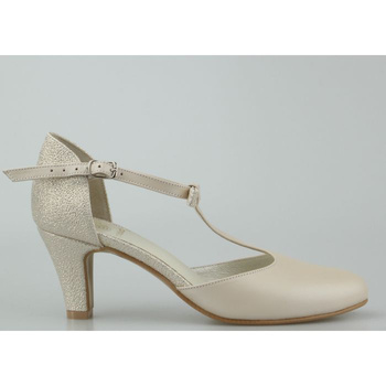 Czółenka eleganckie skórzane perłowe beżowe złote Butdam