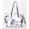 Torebka damska Femestage shopper ze ściągaczami miękka srebrna