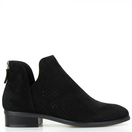 Półbuty zamszowe ażurowe czarne Potocki