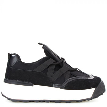 Sneakersy na platformie z zamszowymi wstawkami czarne