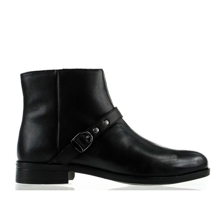 Skórzane botki z klamrą czarne Monnari