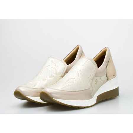 Sneakersy wężowe skórzane złote Aga