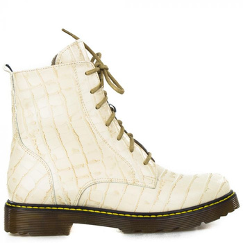 Beżowe workery skórzane krokodyl jasne Sempre