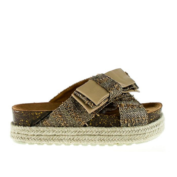 Klapki na platformie z plecionką beżowe Vices