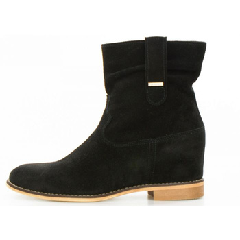 Botki kowbojki skórzane welurowe czarne Sempre