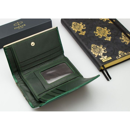 Portfel Damski Skórzany Moretti z Biglem Zielony