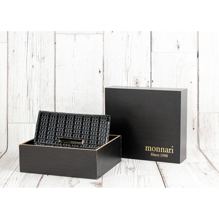 Portfel Damski Skórzany Ze Wzorem Logo Monnari Czarny