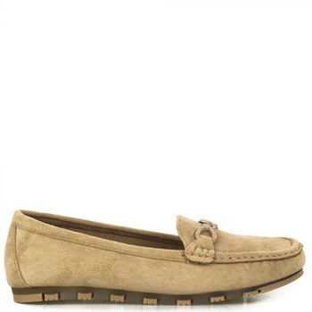 Mokasyny zamszowe z ozdobą khaki beżowe
