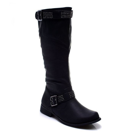 Kozaki - buty na zimę, bez obcasa - czarne