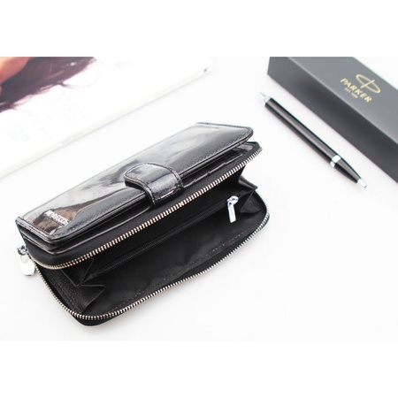 Portfel Damski Skórzany Moretti Pionowy Czarny RFID Secured