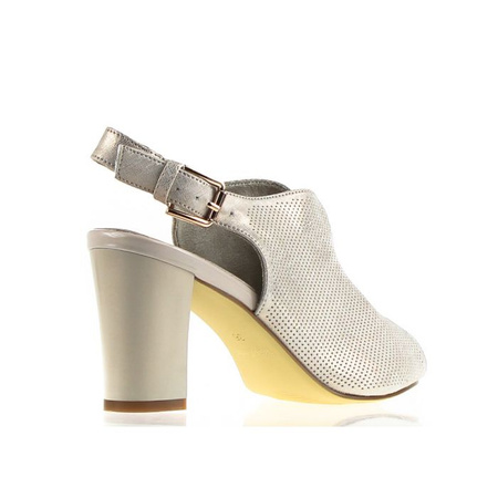 Połyskujące damskie beżowe sandały na obcasie Sergio Leone