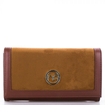 Portfel Damski Nobo Zamszowy z Łańcuszkiem Brązowy