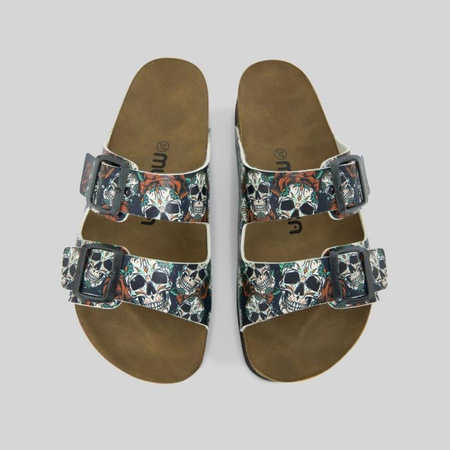 Klapki wegańskie róże i czaszki Mumka
