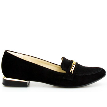 Mokasyny z łańcuszkiem zamszowe czarne Optimo
