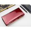 Portfel Damski Skórzany Moretti Lakierowany Czerwony