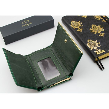 Portfel Damski Skórzany Moretti z Biglem Zielony