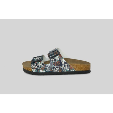 Klapki wegańskie róże i czaszki Mumka