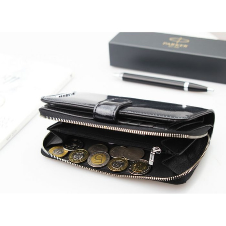 Portfel Damski Skórzany Moretti Pionowy Czarny RFID Secured