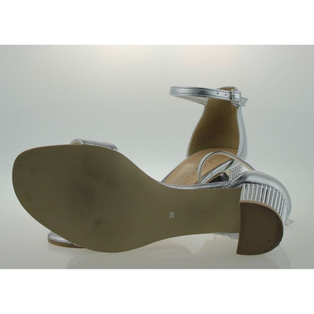 Sandały Damskie Skórzane Srebrne Argea