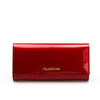 Portfel Damski Skórzany Moretti Duży Lakierowany Czerwony