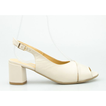 Sandały na klocku skórzane beżowe Aga