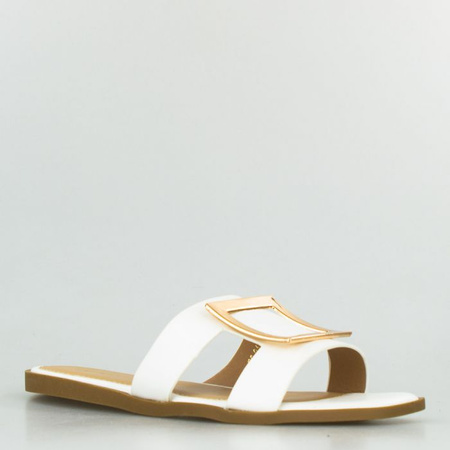 Klapki ze złotą ozdobą białe Potocki