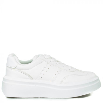 Tenisówki na platformie jednokolorowe białe