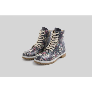 Botki traperki wegańskie czarne w czaszki Mumka