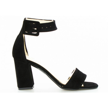 Sandały na słupku zamszowe czarne Optimo