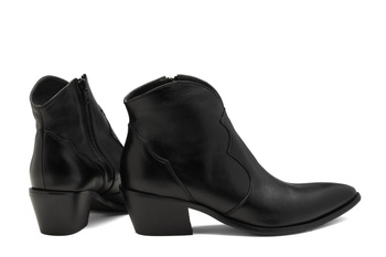 Botki kowbojki skórzane przecierane czarne Butdam