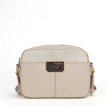 Torebka damska Monnari listonoszka z pozłacanym wzorem w łuski beżowa BAG2920