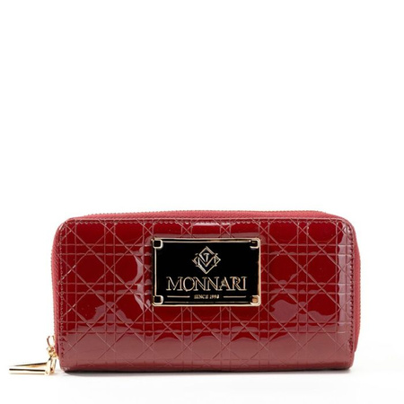 Portfel damski Monnari dwukomorowy lakierowany pikowany czerwony PUR0130