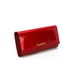 Portfel Damski Skórzany Moretti Duży Lakierowany Czerwony