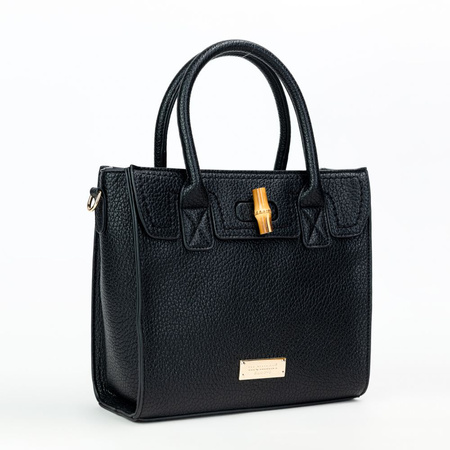 Torebka damska Monnari klasyczna w grochy czarna BAG1280