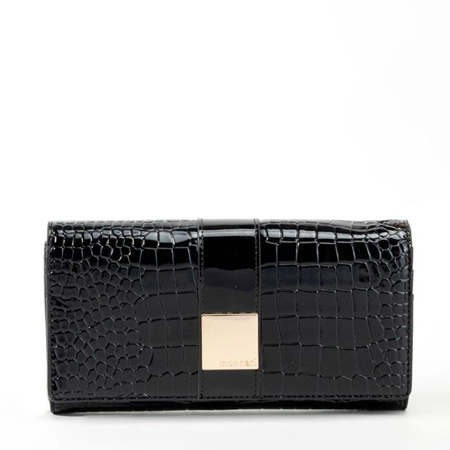 Portfel damski Monnari duży lakierowany w łuski czarny PUR0120