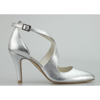 Czółenka eleganckie skórzane srebrne Butdam