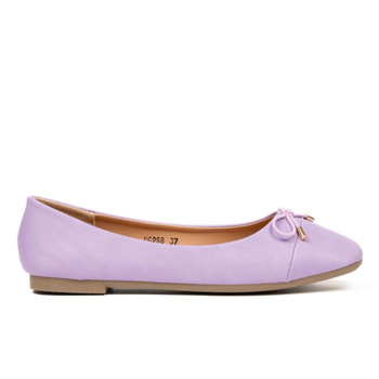 Baleriny z fakturą i ozdobnym wiązaniem jasne fioletowe VG258