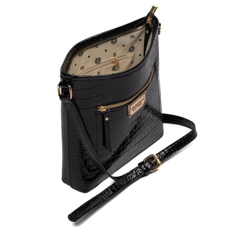 Torebka damska Monnari crossbody lakierowana w łuski czarna BAG4740