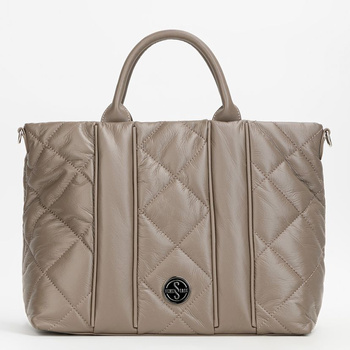 Torebka damska Femestage shopper pikowana miękka taupe BAG5060