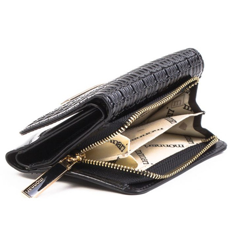 Portfel Damski Skórzany Ze Wzorem Logo Monnari Czarny