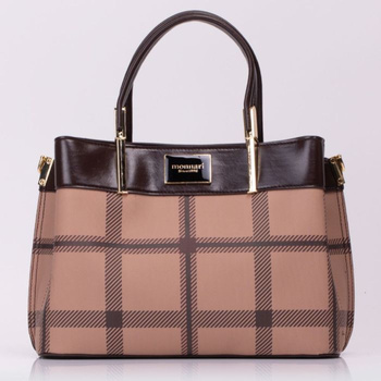 Torebka damska Monnari klasyczna mała w kratę brązowa