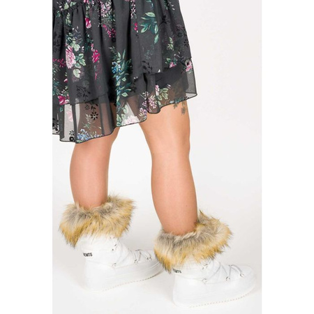 Śniegowce lakierowane zimowe botki ocieplane z kożuszkiem białe