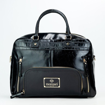 Torebka damska Monnari na laptopa połyskująca czarna BAG1830