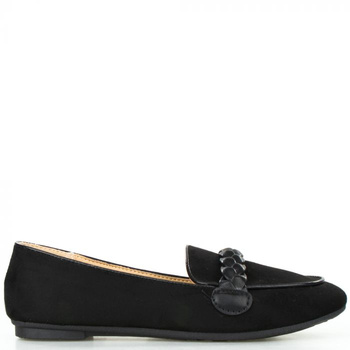 Mokasyny z plecioną ozdobą zamszowe czarne Potocki