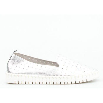 Espadryle skórzane ażurowe srebrne Sempre