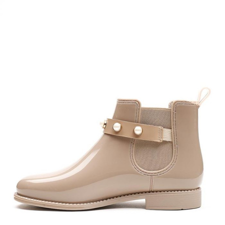 Meliski błyszczące beżowe z perłami