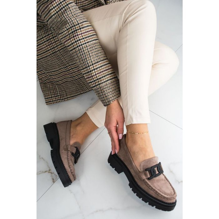 Półbuty na platformie zamszowe taupe Laura La.Fi