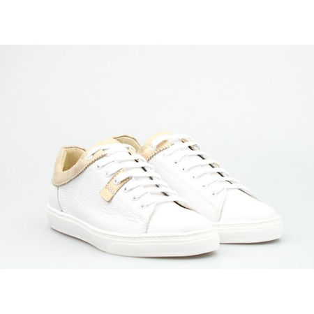 Tenisówki skórzane z mieniącymi się wstawkami białe złote Clasicco