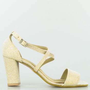 Sandały retro brokatowe białe złote Optimo